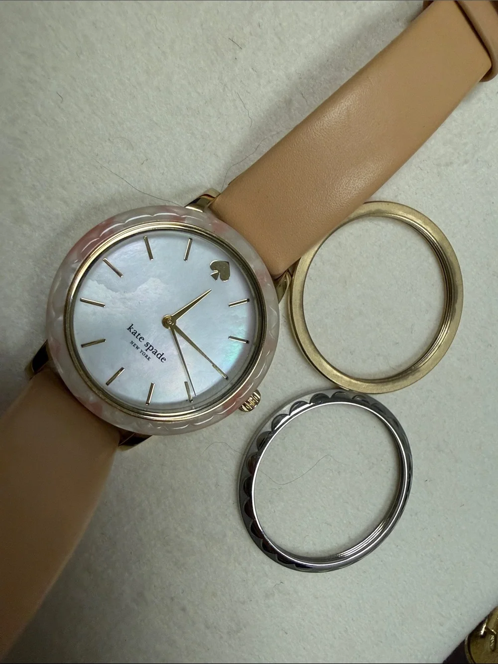 kate spade Pink Mother-of-Pearl Dial Watch with Blush Strap